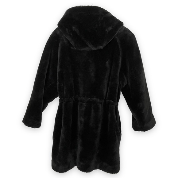 *SOLD* Gorgeous Vintage 90s Black Faux Fur Button Down Coat - Picture 7 of 8